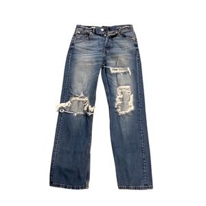Aeropostale Womens Jeans Distressed Straight Leg Denim Blue Size 8
